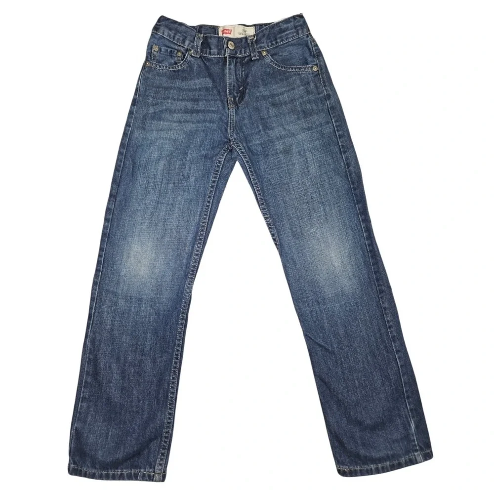 Levi's 514 Straight Fit Jeans Boys 10 Reg W25 L25 Dark Wash Denim Adjustable Wai